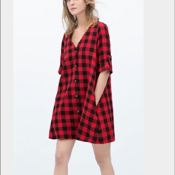 zara flannel dress